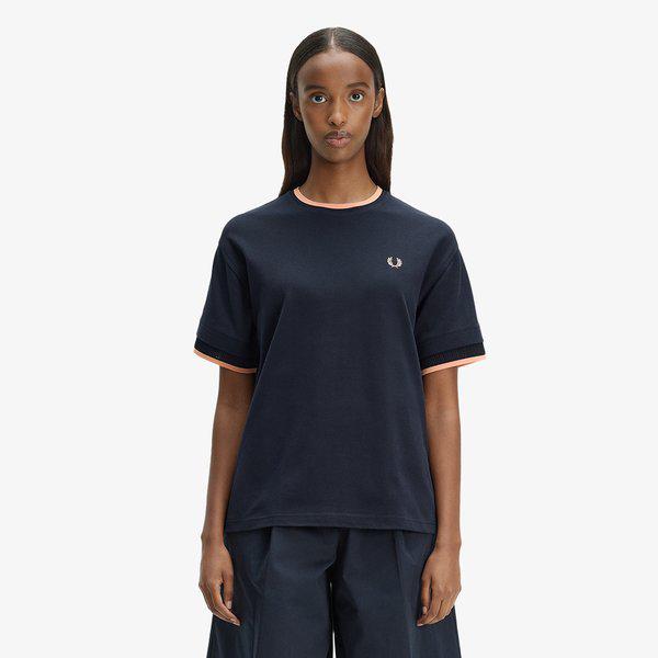 [レディース] チップドメッシュピケTシャツ - ネイビー AFPF2612191-608