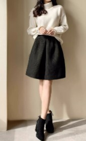 レディース スカート フレア 膝上 ラメ感 セミフレア ハイウエスト ツイード かわいい 大人可愛い きれいめ シンプル 上品 おしゃれ 個性的 クール モード系 エレガント モダン 主役級 存在感