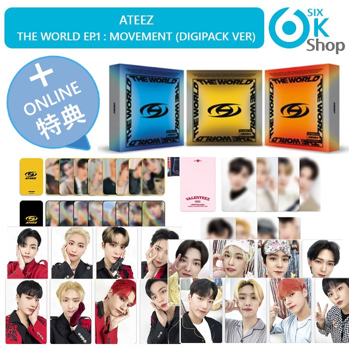 トレカ35種特典+ 一般盤 3種セットATEEZ EPアルバムTHE WORLD EP.1:MOVEMENT + VALENTEEZ / CHRISTMAS PHOTOCARD SET