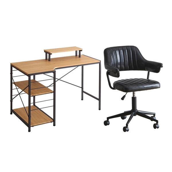 ホームテイスト ヴィンテージ風 ガス圧昇降 デスクチェアセット GABBY×Lubbock SH-22-GVSET-SH-BK SH/ブラック メーカー直送 21,240円