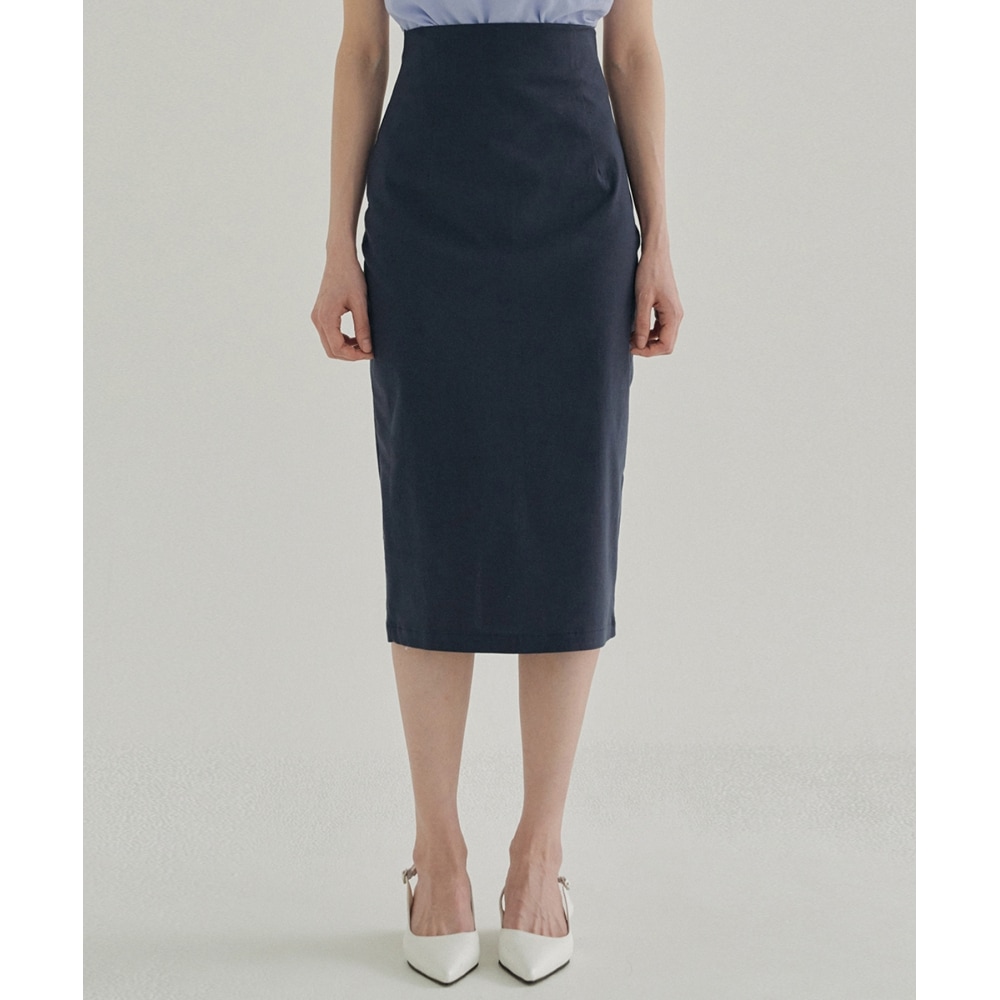 REORG FJD リネンバックスリットスカート ブルーミディアムスカート