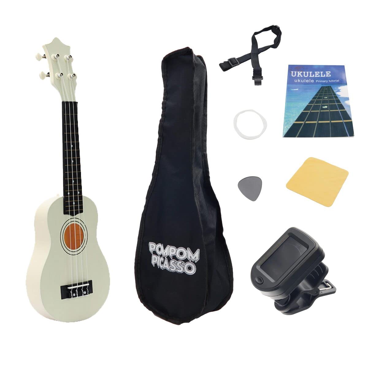 ウクレレ 初心者 セット UKULELE-SOPRANO 小さな ソプラノサイズ 子供 ギター 本格的 入門 初心者セット チューナーセット ウクレレセット 入門セット (ホワイト) 5,112円