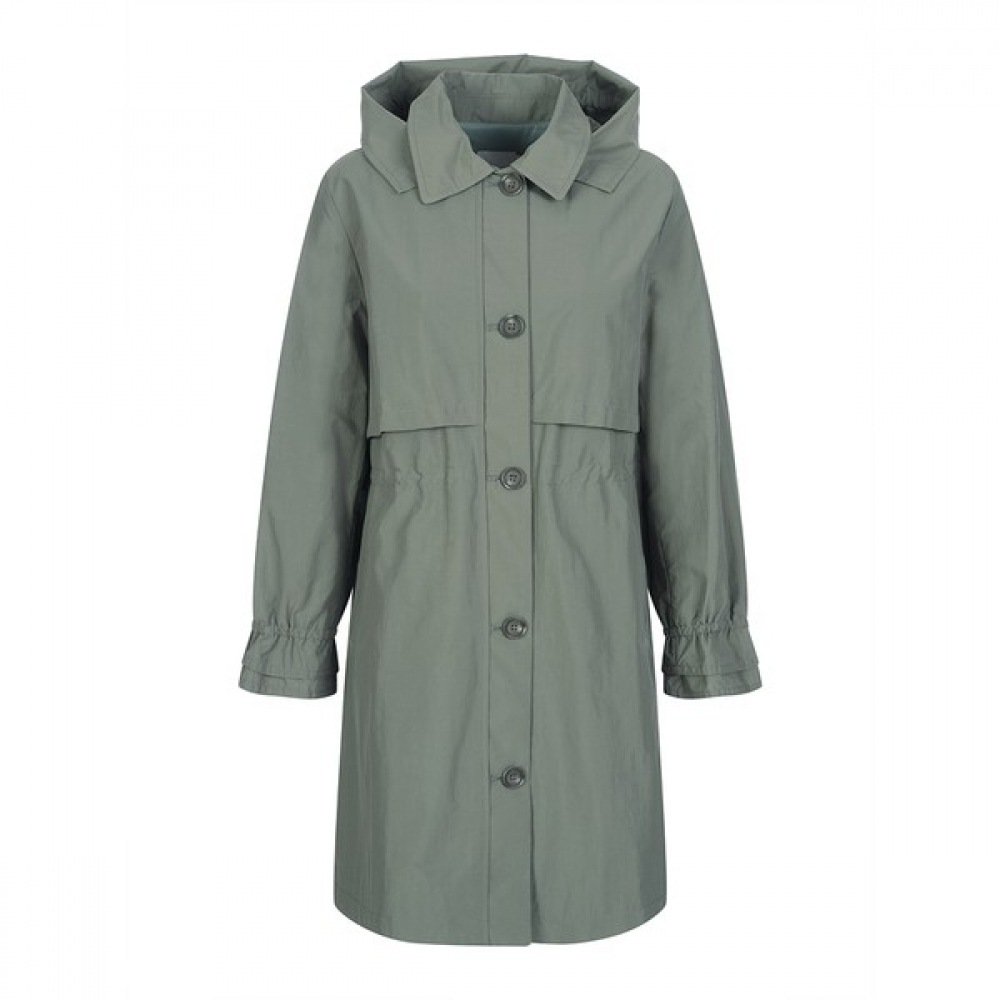 [クロコダイルレディ] 取り外し可能なフード付きスタイリッシュなトレンチコートライトカーキCLCSCT105