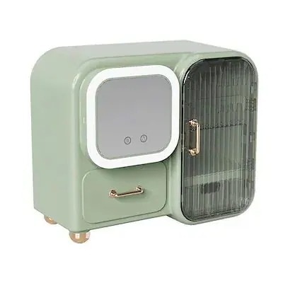 化粧品収納ケース鏡付き天板防塵大容量口紅スキンケア用品ネックレス置物棚