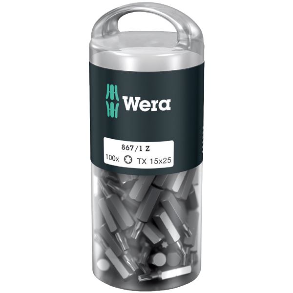 WERA ヴェラ 100本入 トルクスネジ用 ドライバービット 差込6.35mm 刃先サイズTX15 全長25mm 072447 工具 作業工具 ツール DIY
