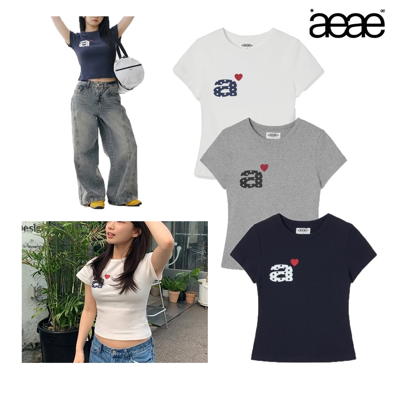 DOT SMALL LETTER TEE 半袖 Tシャツ シャツ クロップド ショート タイト スリム チビT ラウンドネック 丸襟 コットン 綿 韓国 レディース ロゴ 無地 白 かわいい