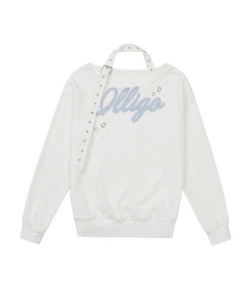 【ILLIGO】 129 Buckle Off-Shoulder Sweatshirt White 正規品