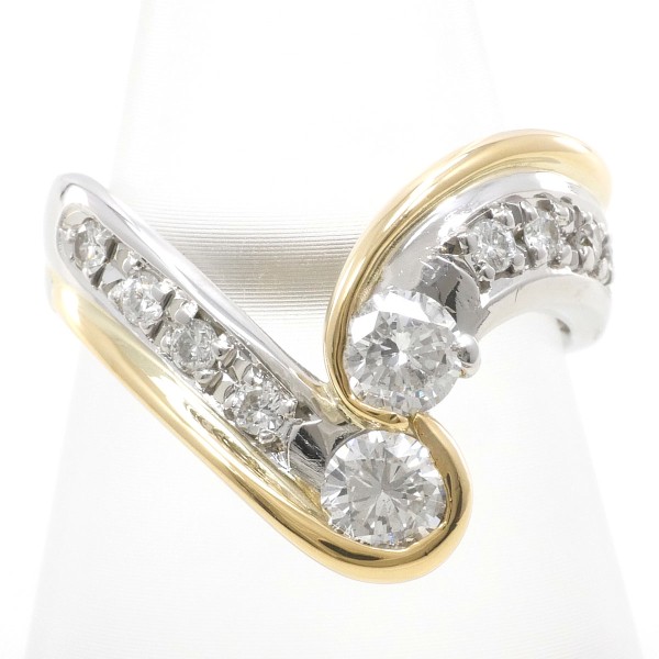 PT900 プラチナ K18YG リング 指輪 12号 ダイヤ 鑑別書 ジュエリー 中古