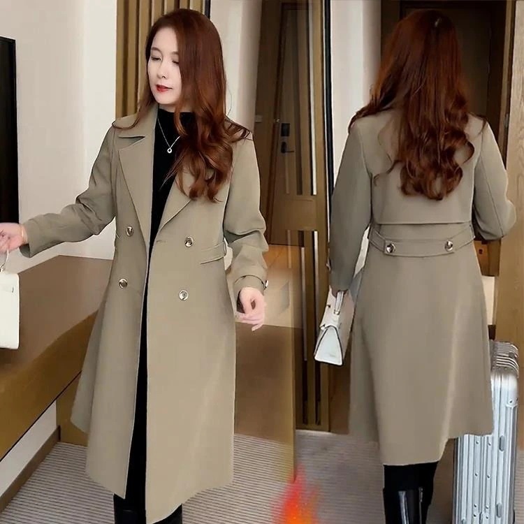 レディース ミドル丈 ウインドブレーカー ジャケット 2025 スリムスーツ襟 コットン 暖かくて万能コート