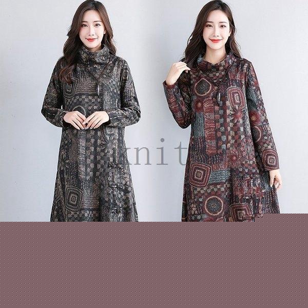 ワンピースレディース冬40代チュニック50代60代シニアおしゃれ着やせ体型カバー大きいサイズ裏起毛