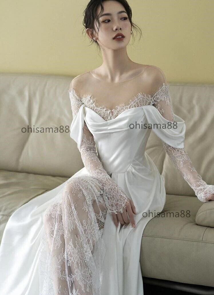 [3日出荷 最安値]超人気結婚式ドレス ウェディングドレス 可愛い レース 前撮りドレス 後撮り お花嫁ドレス 二次会 イブイングドレス お嬢様 フォトウェディング撮影 きれいめ ロング丈 パーティー