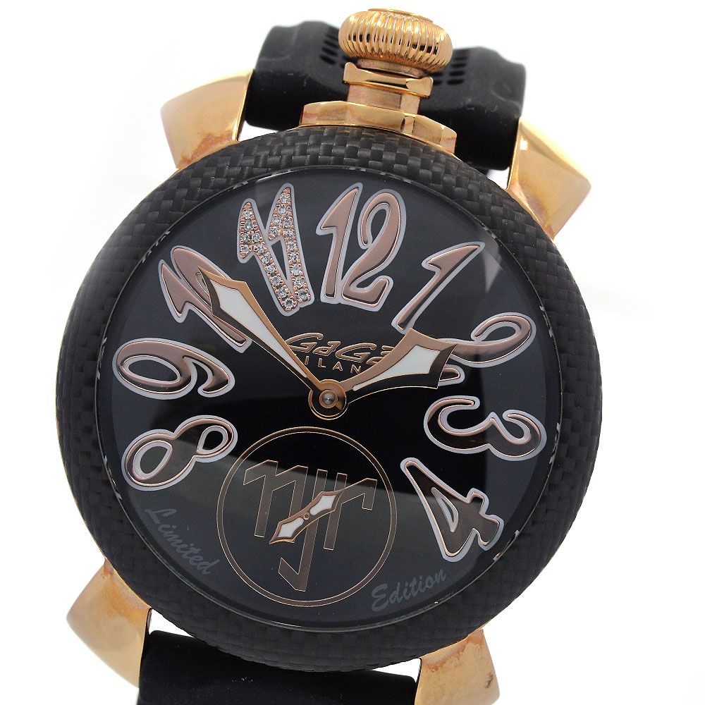 ガガミラノ GaGa MILANO 5511.NJ.01D マヌアーレ48 ネイマールJr 500本限定 手巻き メンズ 良品 保証書付き_845538【中古】