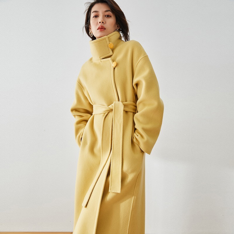 24新気質韓国ファッションスタンドカラースリム見えカジュアルリバーシブルカシミアコートウールコート婦人秋冬13011アウター レディースアウター 韓国アウター 冬カーディガンアウター