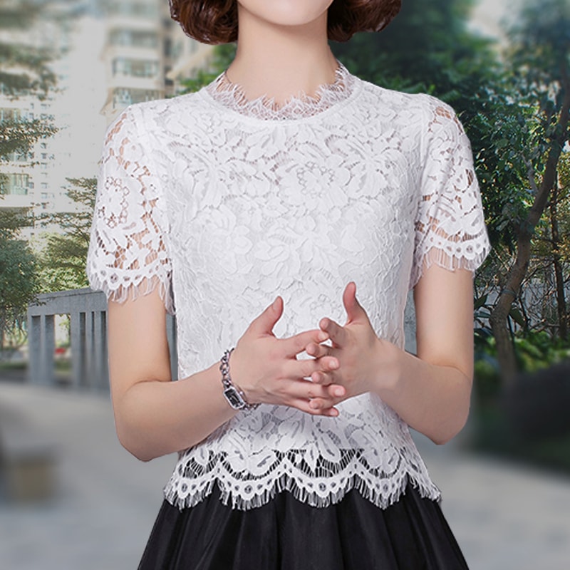 トップス カットソー 白トップス 袖あり 半袖 長袖 Uネック レース 透け感 かわいい 大人可愛い きれいめ 上品 おしゃれ お洒落 ラブリー キュート ガーリー 個性的 セクシー エレガント 7,650円