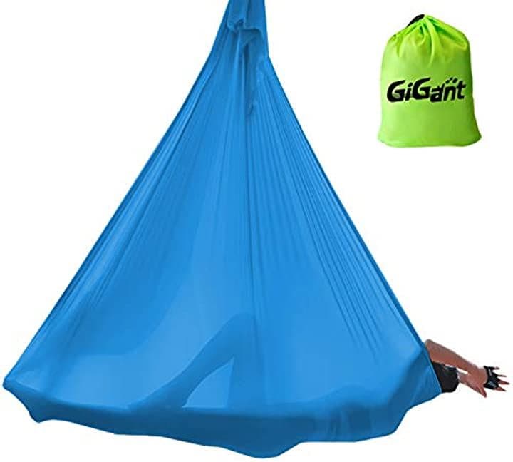 ギグアント エアリアルヨガ 5ｍx2.8ｍ ハンモック 単体 空中ヨガ 反重力 エクササイズ エアロ( スカイブルー)