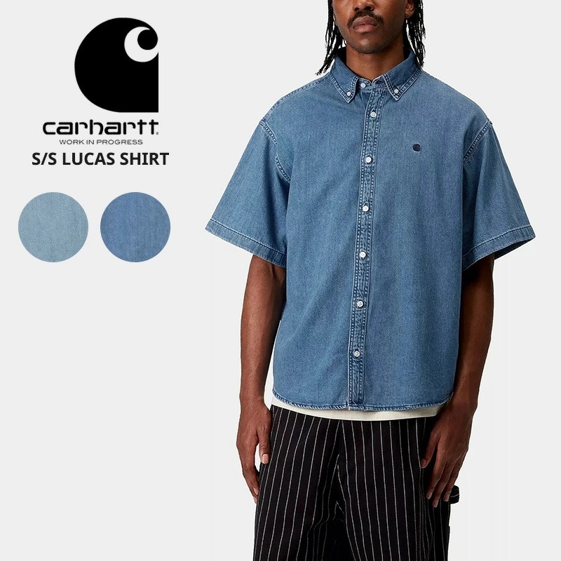 カーハート ダブリューアイピー メンズ デニムシャツ 半袖シャツ Carhartt WIP ショートスリーブルーカスシャツ アメカジ カジュアル i034575