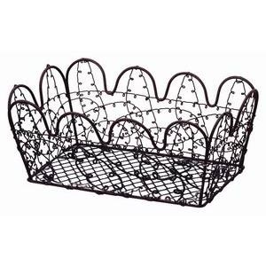 （まとめ） ワイヤーバスケット/小物入れ 大 ブラウン 幅24奥行14.5高さ10cm 収納カゴ 80個セット