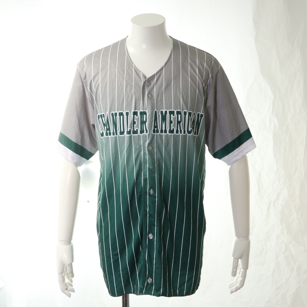 美品 CHANDLER ANERICAN CHAMPRO ユニフォーム ストライプ スポーツ L 野球 ベースボール 半袖Ｔシャツ メンズ ERM 0731-R10 中古