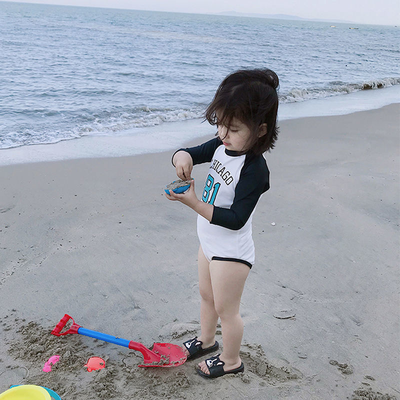 水着キッズ 女の子ワンピース長袖日焼け止め女の子かわいい水着子供用1-歳ベビー水着レディースワンピース 韓国ファッション