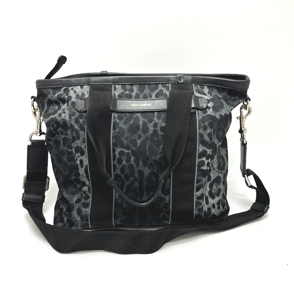 トートバッグ レオパード 2WAY カバン バッグ ハンドバッグ ショルダーバッグ 斜め掛け ナイロン/レザー ブラック