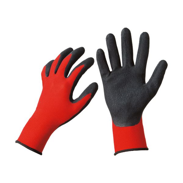 TANOSEE 天然ゴム背抜き手袋 L レッド 1セット（50双：10双x5パック）