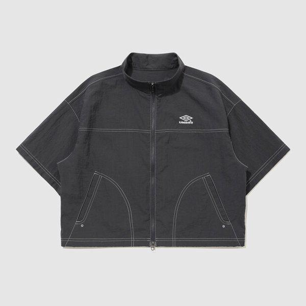 クリスピー タスラン ウーマン 半袖 フルジップ ジャケット DARK CHARCOAL UR222CJK57 DCH0