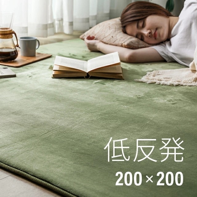 ラグ 北欧 低反発 200x200 ラグマット rug 低反発ラグ 滑り止め 防音マット ホットカーペット ラグ カーペット シャギーラグ グリーン ラグ モダン 北欧