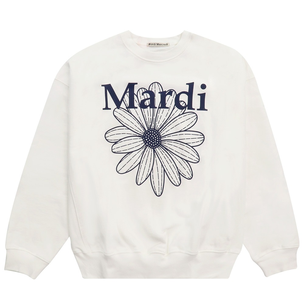 SWEATSHIRT FLOWERMARDI WHITE NAVY 長袖 レディース 韓国 ファッション アパレル