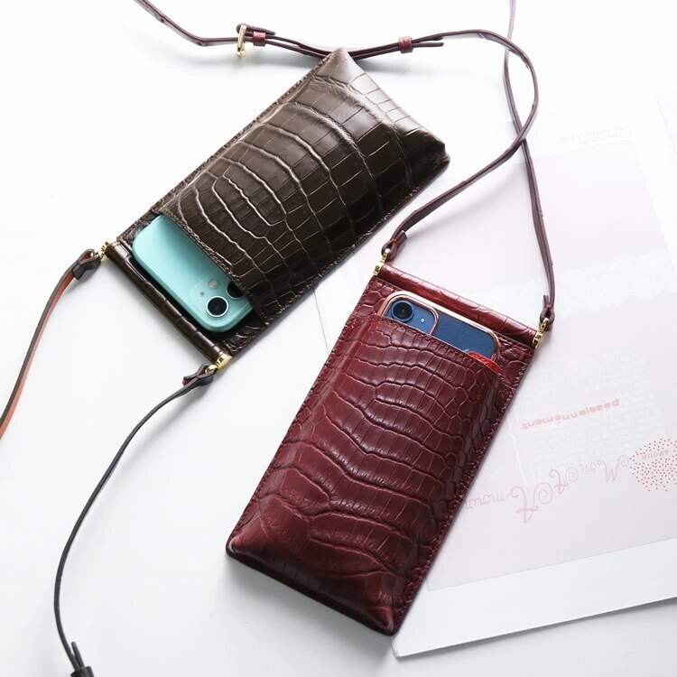 クロコダイルスマホポーチポシェットマット加工