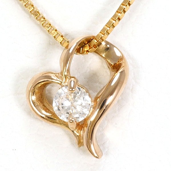 K18 18金 PG ピンクゴールド ネックレス ダイヤ 0.05 約41cm ジュエリー 中古