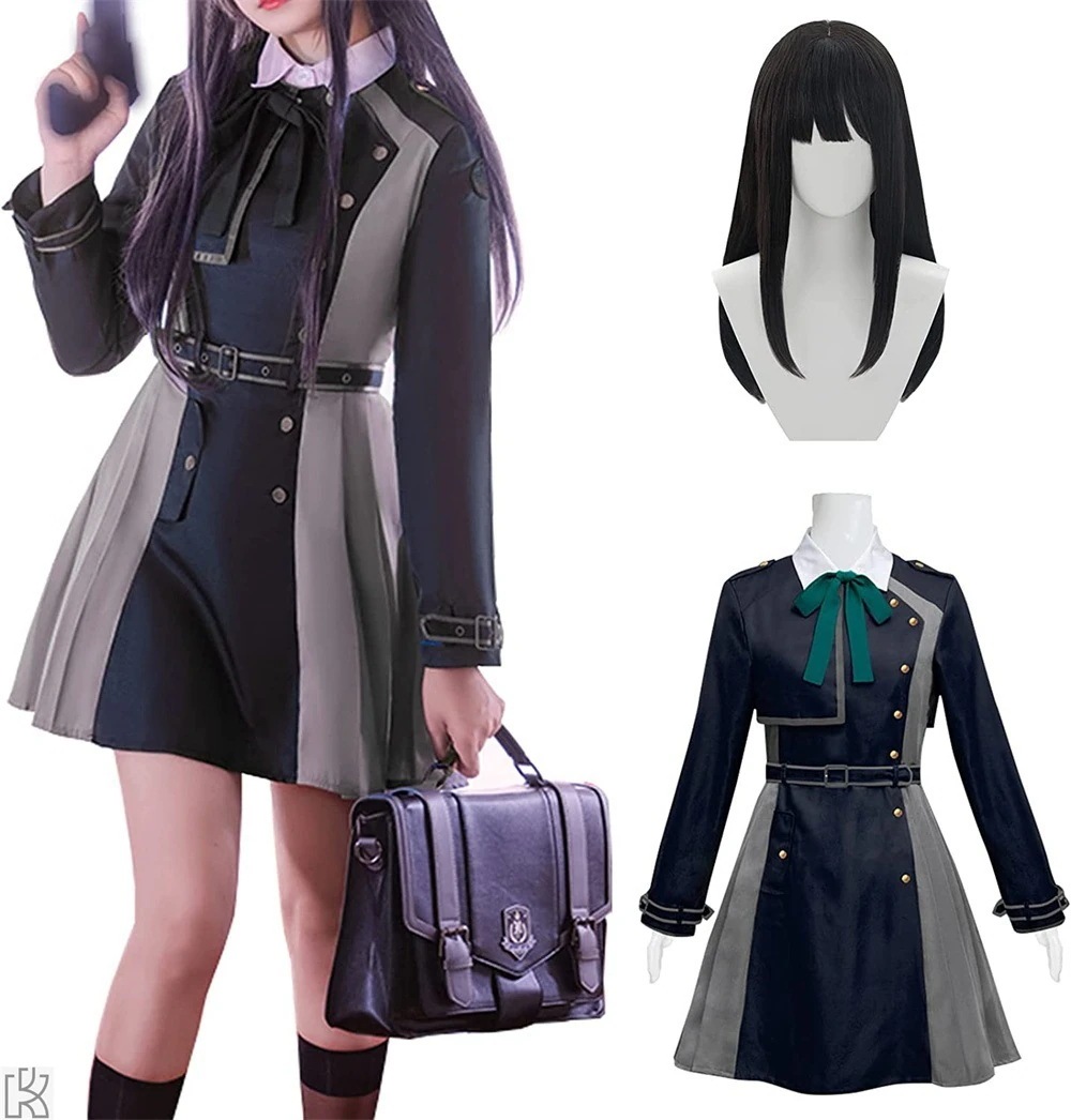 Lycoris Recoil 井ノ上 たきな 錦木千束 コスプレ衣装 制服 ウィッグ付き リコリスリコイル キャラ イベンド 大人用 仮装 文化祭 コスチューム ステージ服