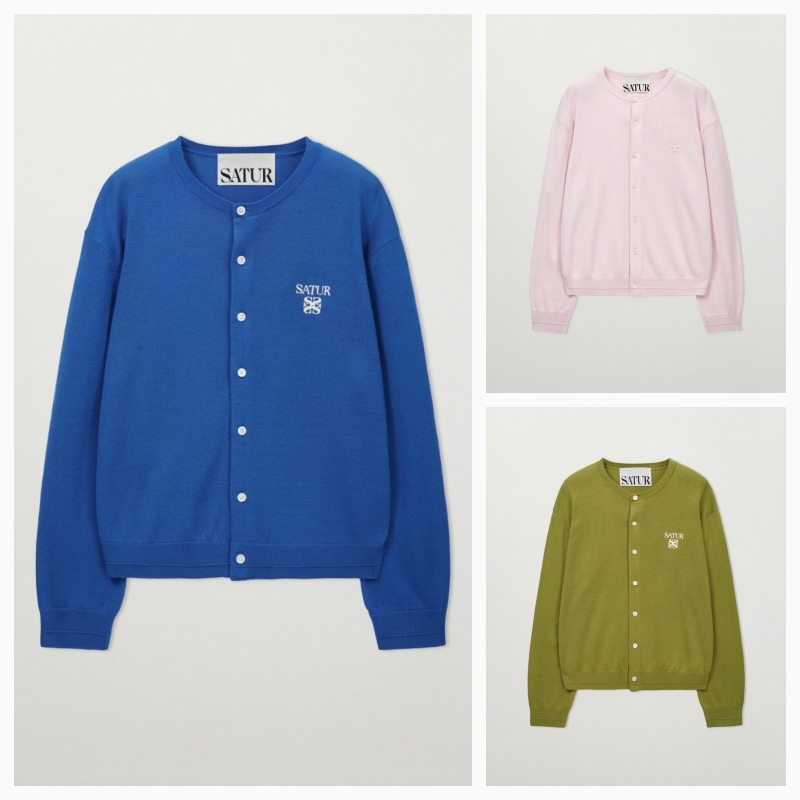 【SATUR】26SS LOREN BASIC CREWNECK FINE CARDIGAN : 3COLORS