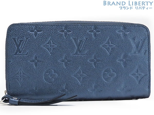 ほぼ新品ルイヴィトンモノグラムアンプラントジッピーウォレットラウンドファスナー長財布ネイビーブルーメタリックブルーM80958 64,075円