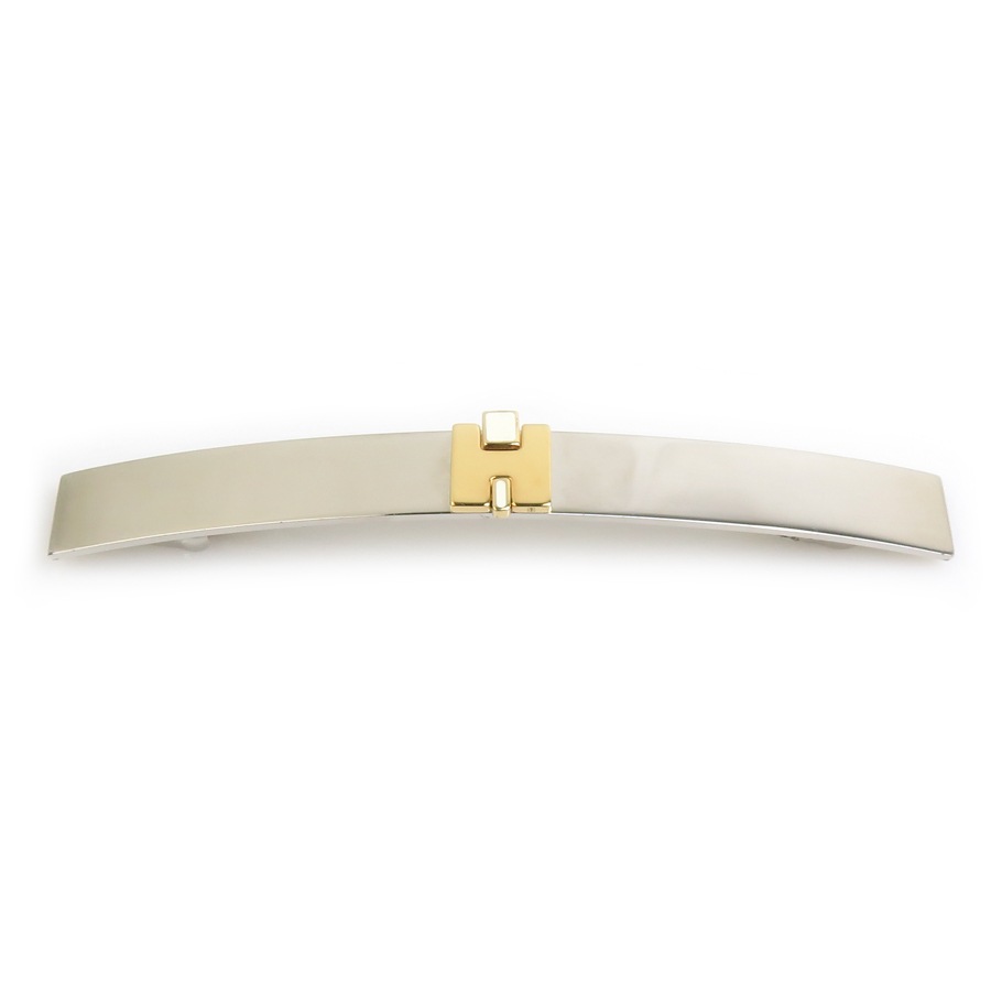 エルメス HERMES バレッタ メタル/エナメル シルバー/ゴールド/オフホワイト レディース e61535g