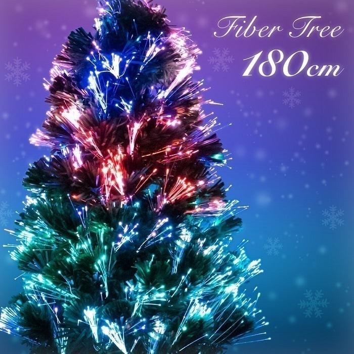 【期間限定】クリスマスツリー 180cm ファイバーツリー イルミ ツリー おしゃれ LED グリーン 木 飾り 高輝度 電飾 光ファイバー イルミネーションライト ライト