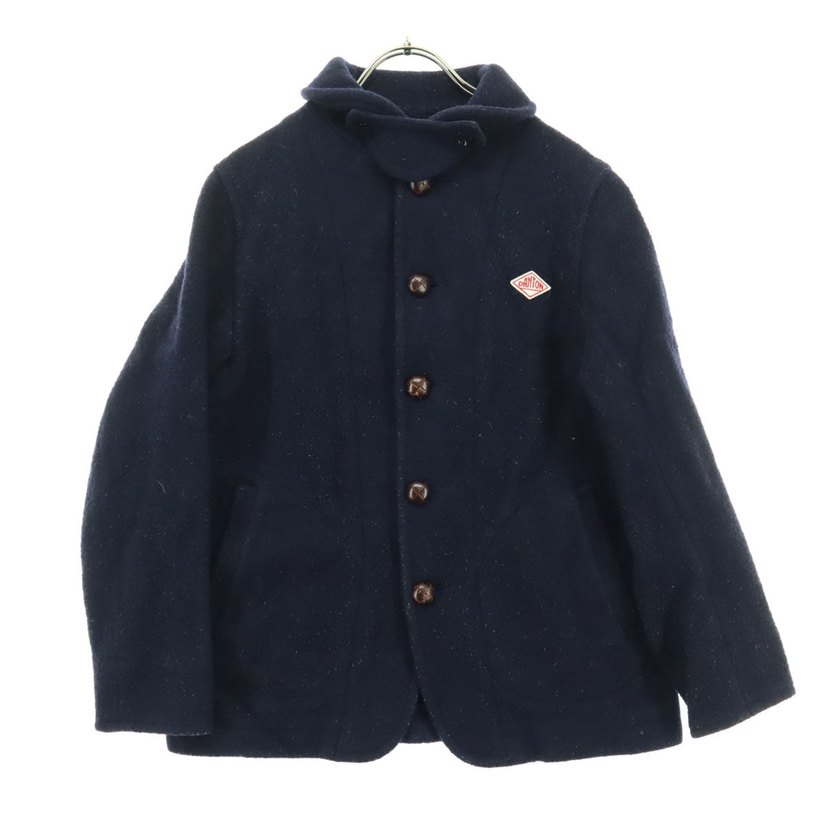 日本製 長袖 ウールジャケット 36 ネイビー レディース 古着