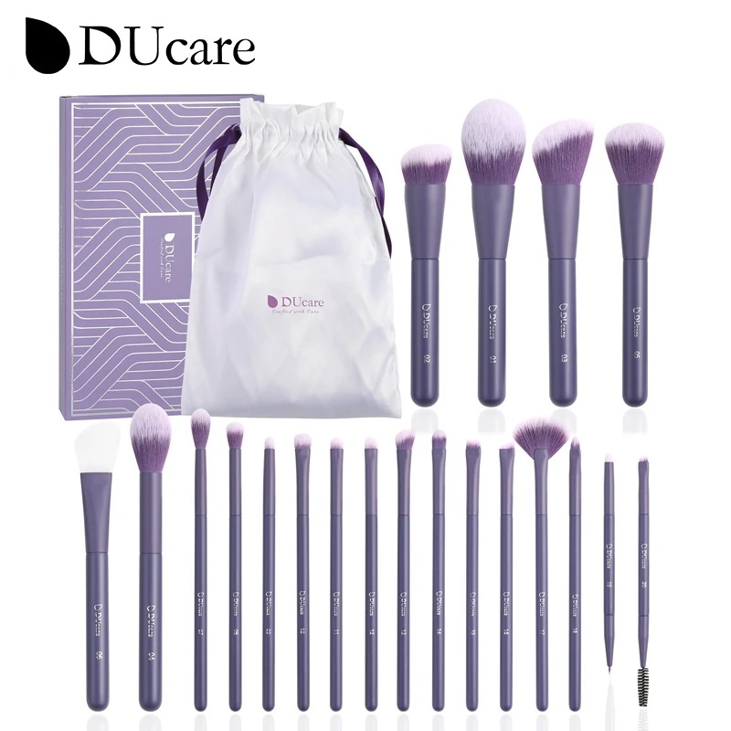 Ducare-パープルメイクブラシセット,プロのアイシャドウ,人工ベース,パウダー,輪郭ライナー,20個