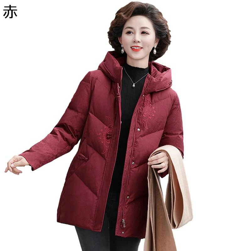 レディースアウタージャケット アヒル羽毛 ダウンジャケット レディース 刺繍 花 花柄 長袖 保温性 厚い ダウン入り ダウンコート 柔軟 防水性 耐久 シンプル オシャレ 通勤 会社 秋 冬