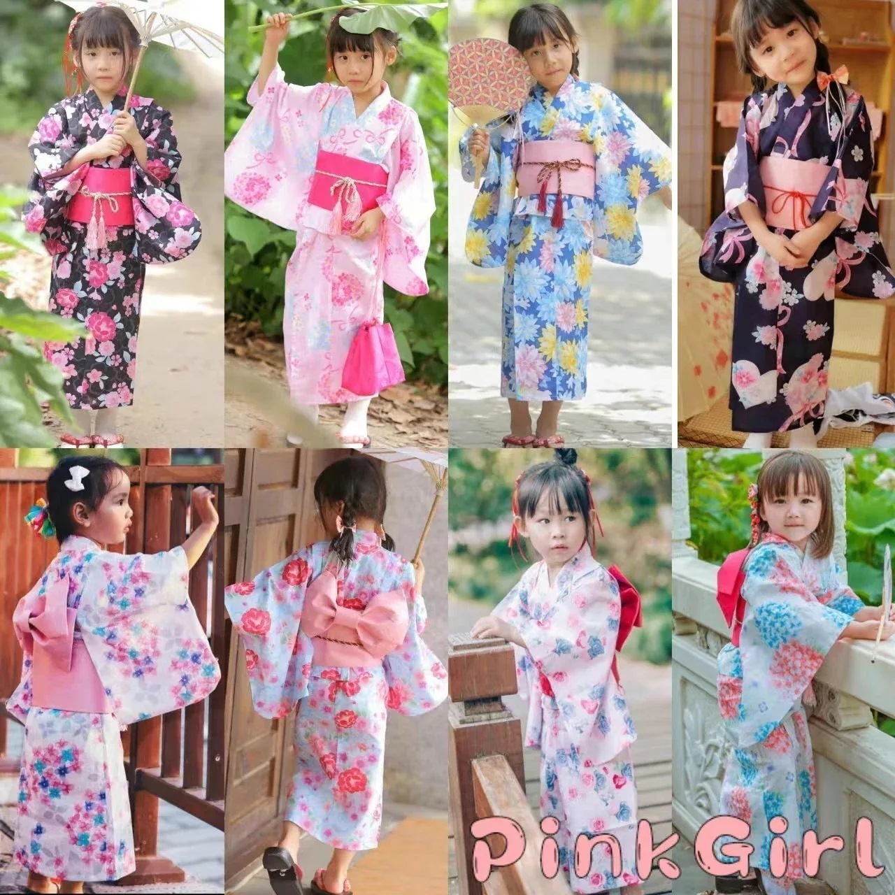 浴衣 着物 浴衣帯セット子供服セット+帯+リボンガール少年夏祭り桜正装着物