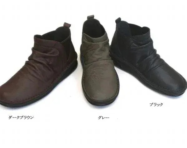 サイドゴアブーツ ブーツ レディースシューズ レディースファッション 靴 本革 くしゅくしゅサイドゴ