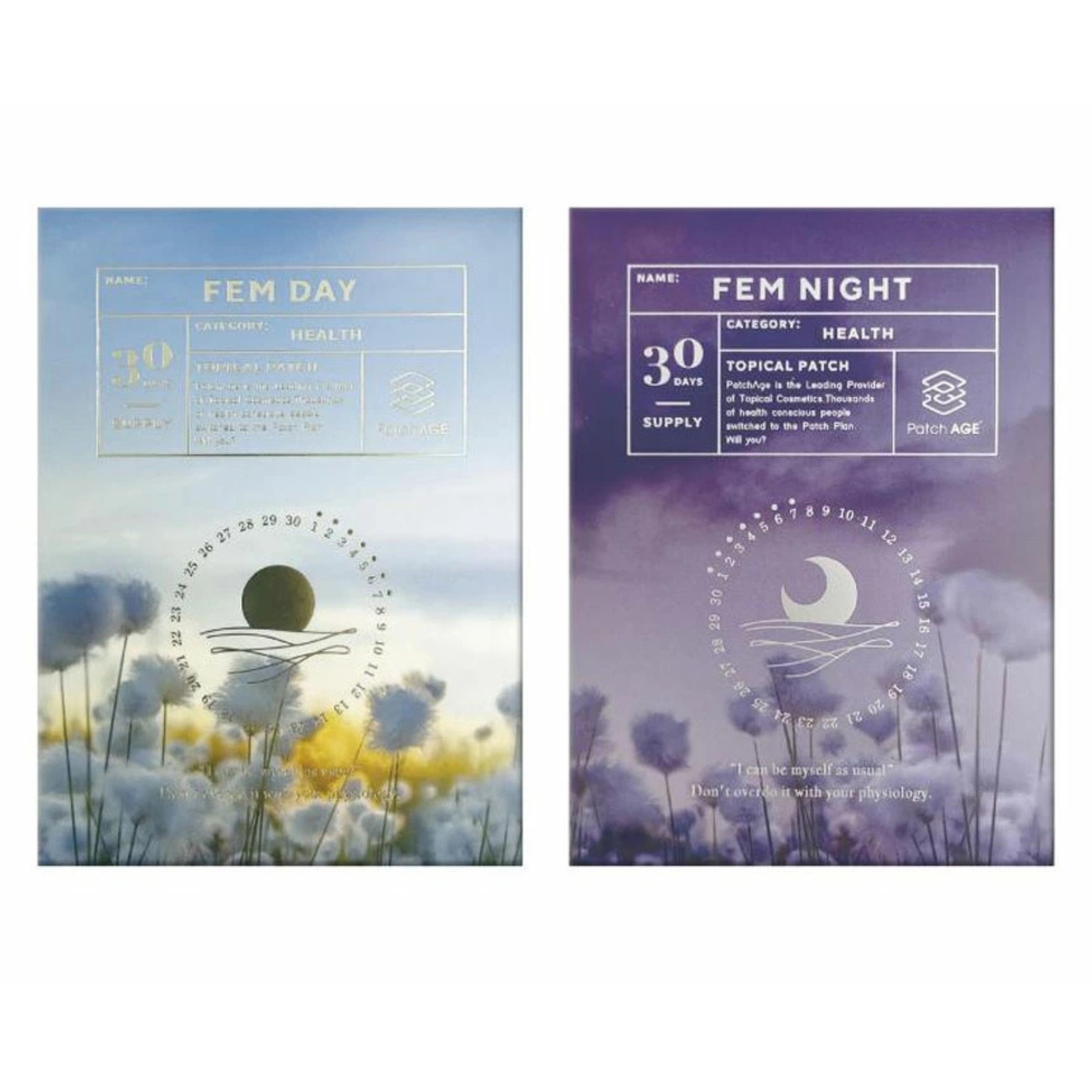 【正規品】PatchAGE フェムデイ＋フェムナイト セット 貼るタイプ フェムケア用パッチ 昼用・夜用 各1袋(30パッチ) 毎日のコンディションを考えたフェムケア習慣 セット販売