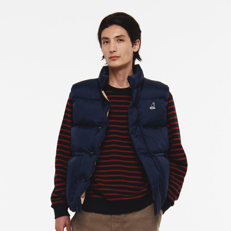 スタンドカラー ダウン パファー ベスト 6141 ダークブルー