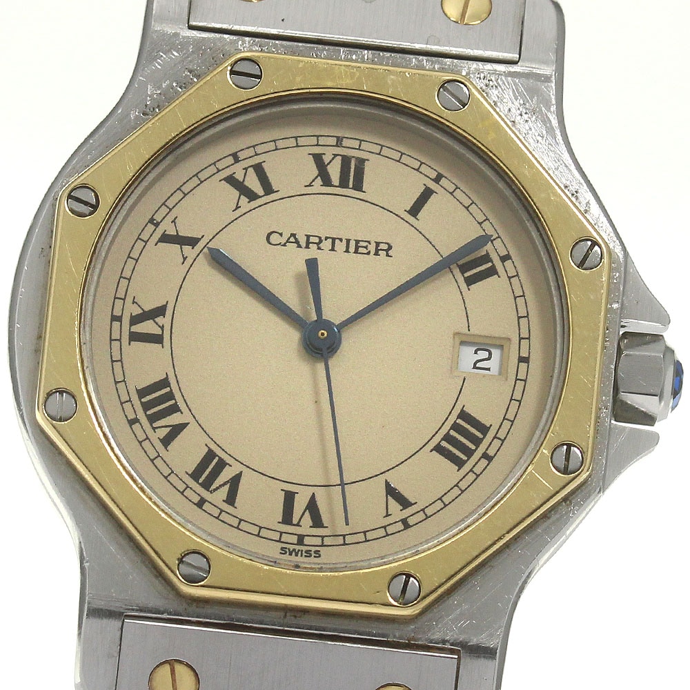 カルティエ CARTIER W2001583 サントスオクタゴン LM デイト クォーツ メンズ _870270【中古】