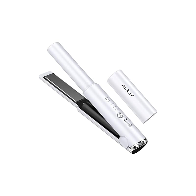 ヘアアイロン コードレス ストレート ミニ ヘアアイロン usb充電式 2way カール&ストレート 3段階温度設定可能 ワイヤレス 前髪 軽量 カバー付き 日本語説明書付き(ホワイト)