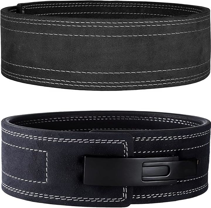 レバーアクションベルト パワーベルト トレーニングベルト レザー 革 筋トレ リフティングベルト(black blackバックル, Medium)