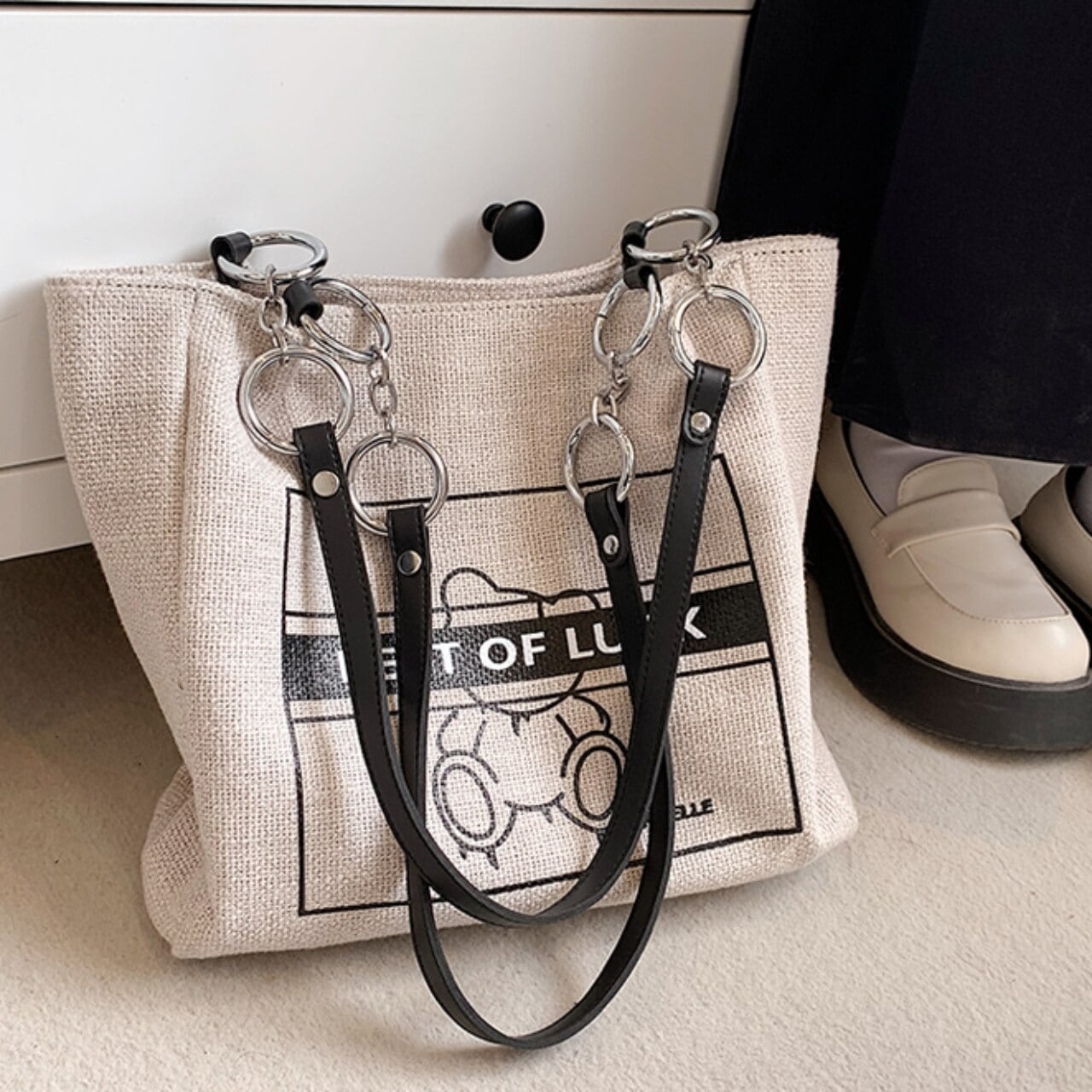 トートバッグ 大容量 5色 大きめ 肩掛け 通勤 通学 A4 カーキ ブラウン ブラック グリーン イエロー 10代 20代 カレッジコーデ お出かけ キャンバス