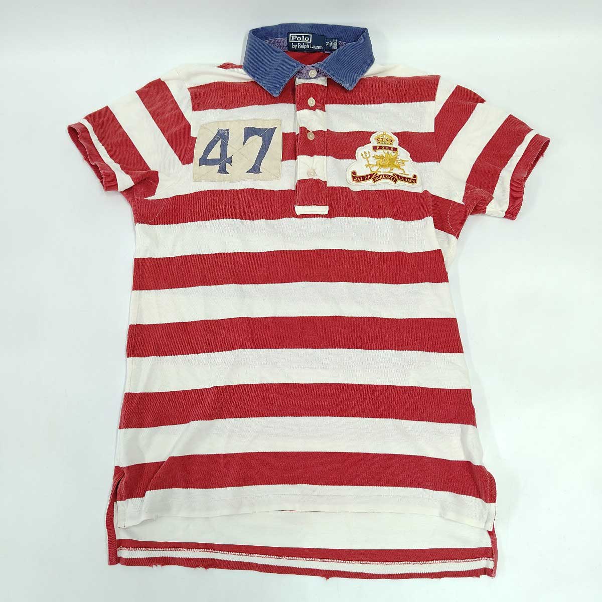 【中古】ポロ ラルフローレン Polo by RalphLauren 半袖 ポロシャツ ダメージ加工 M KK-RL-HM-3335 メンズ RRL ヴィンテージ風