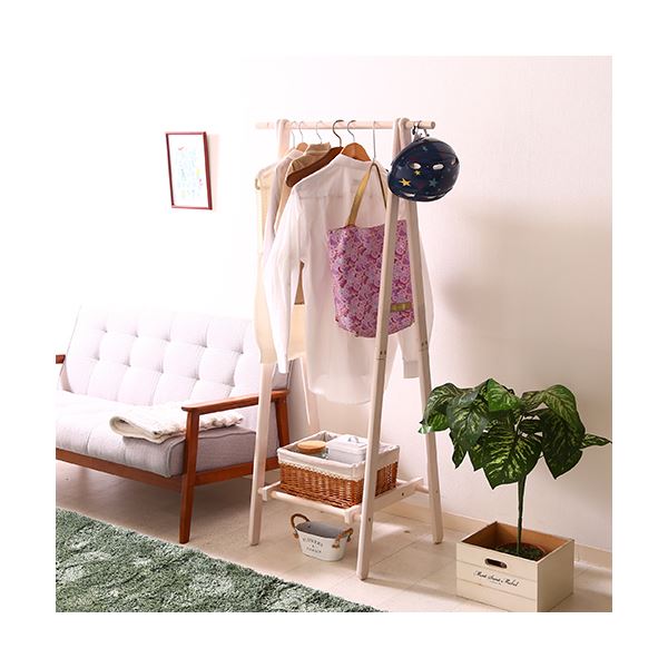 ハンガーラック コートハンガー 幅75cm ホワイト 木製 棚付き コンパクト ジョイント ベッドルーム 寝室 リビング 5,775円