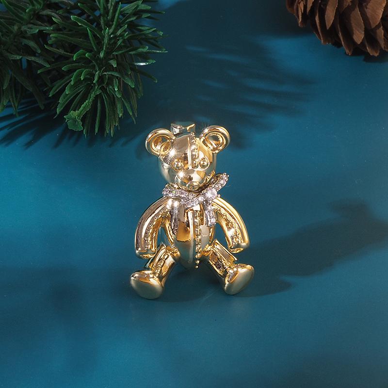 ブローチ レディース おしゃれ 大人かわいい リボン クマ 動物ブローチ 女性 スーツ アクセサリー ピン 帽子 スカーフ 装飾 ゴールドベア