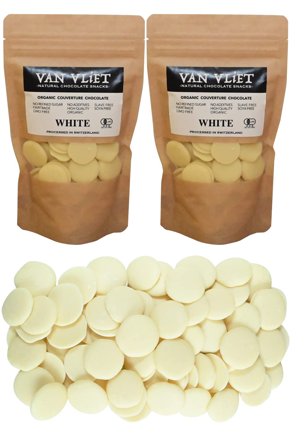 オーガニッククーベルチュールチョコレート スイス産 日本初有機JAS 無添加 ホワイトチョコ200g×2 VAN VLiET